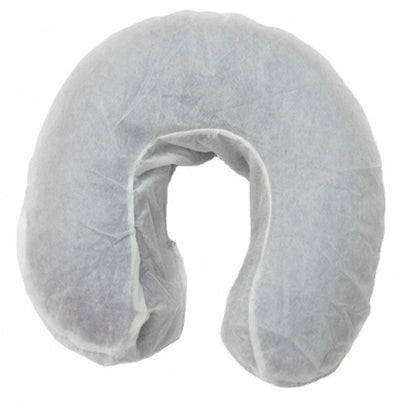 50pcs Disposable Massage Face Cradle Headrest Covers – White U-Shaped Elastic Non-Woven Pillowcases