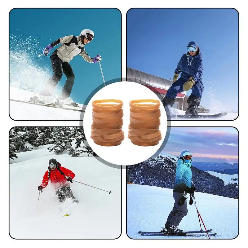 Ski Binding Brake Retainers 30pcs - Rubber Rings Brake Band for Ski Equipment - Elasticity Strap Brake Retainer Bands