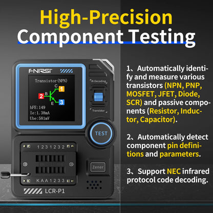 FNIRSI LCR-P1 Transistor Tester – Diode, Triode, Capacitance, Resistance, LCR & ESR Meter for NPN, PNP, MOSFET, IR Testing