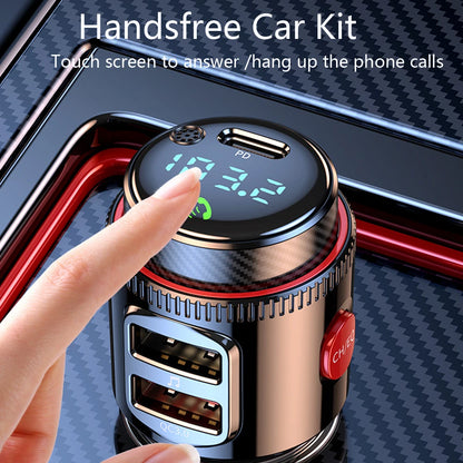 VR Robot PD30W+QC 3.0 Bluetooth 5.4 Car FM Transmitter – Wireless MP3 Player Handsfree Adapter with USB Fast Charging & U Disk Support
