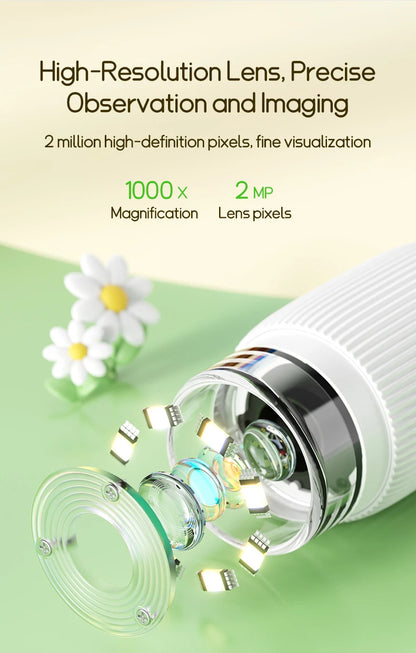 2.0 Inch Mini Pocket Microscope - 1000X Handheld Kids Science Experiment Tool, Outdoor STEM Toy for Children