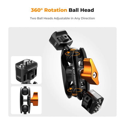 K&F Concept Multi-Functional Super Clamp with Double 360° Ball Head Magic Arm for GoPro, Insta360, DJI Osmo Action Camera, and Phone