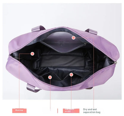 Oxford Cloth Large Travel Bag — Dry & Wet Separation, Detachable Universal Wheel Luggage