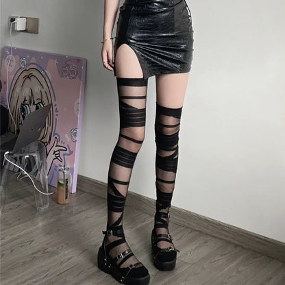 JK Lolita Ultra-Thin Crystal Silk Thigh High Stockings for Women, Transparent Y2K Style Sexy Socks for Girls Fashion Hosiery