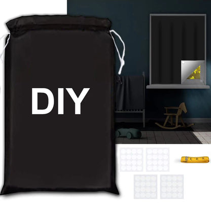 Portable Blackout Curtain for Travel - DIY Temporary Solution for Living Room & Home Windows with Non-Perforated Black Cloth
