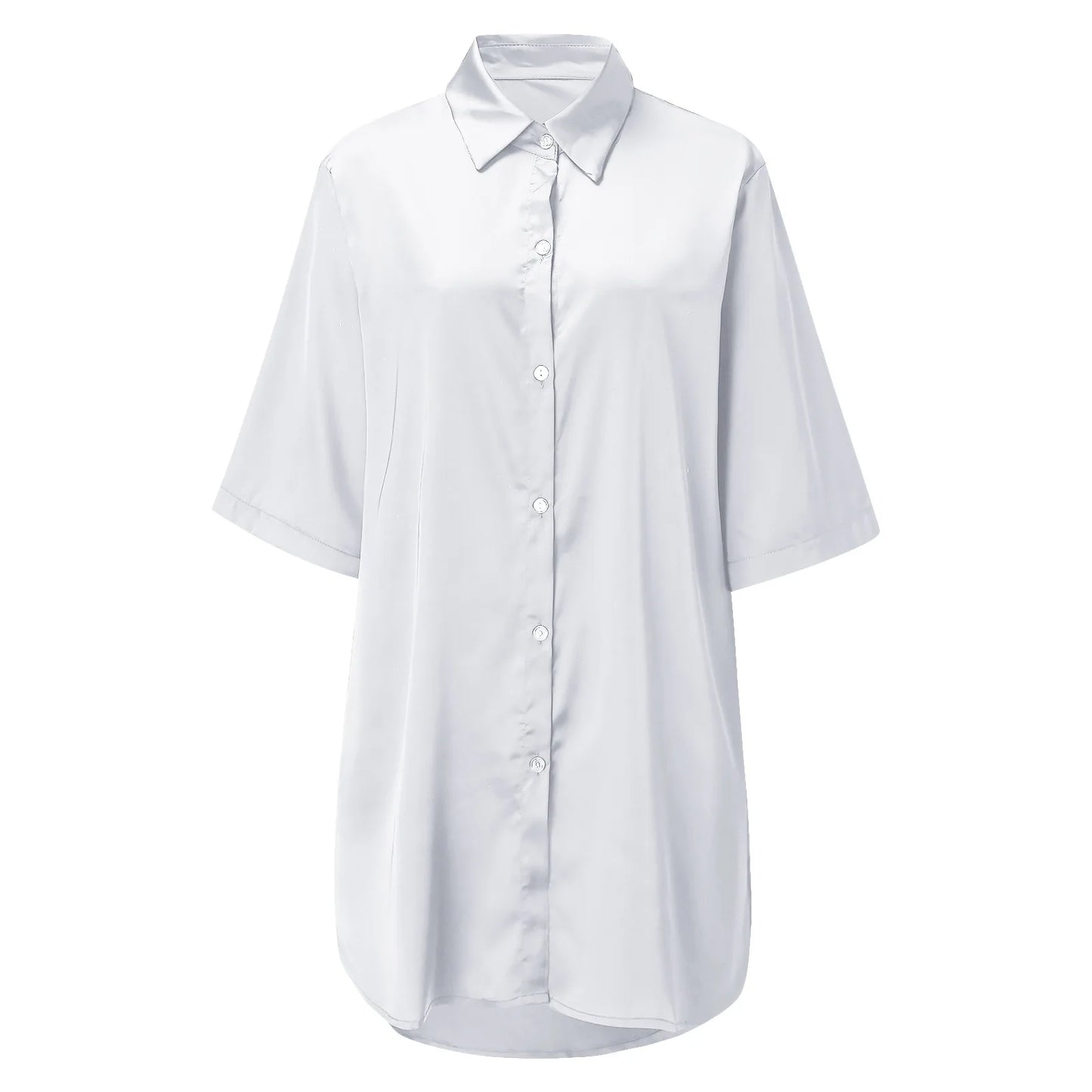 Women’s Silky Soft Long Sleeve Pajamas – Solid Color Sexy Nightshirt, Comfortable Home Sleepwear