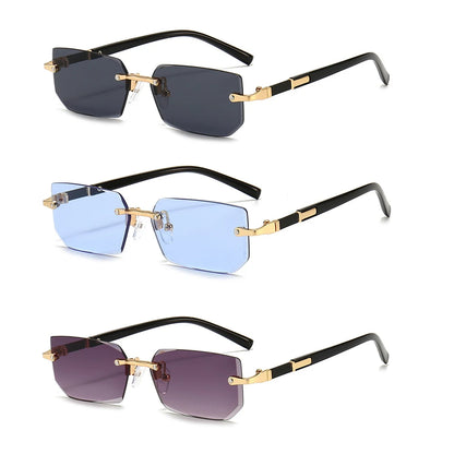 Rimless Rectangle Sunglasses – Fashion Small Square Shades for Men & Women, Summer Travel Sun Glasses