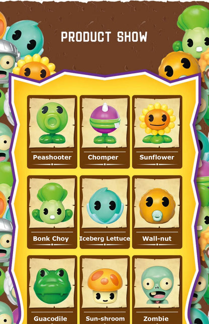 Plants vs Zombies Q Version Mini Figures – Random 4-Style Plant & Zombie Toys for Collection