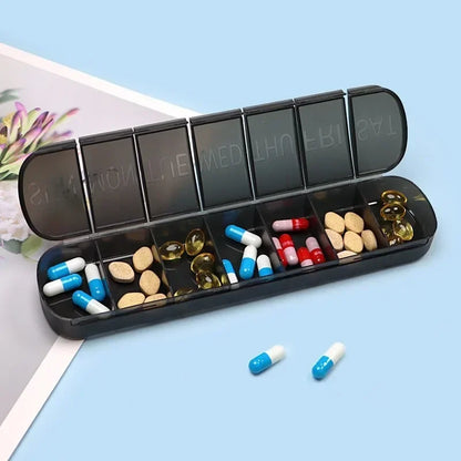 Weekly Medicine Pill Box – Mini Portable 7-Grid Organizer, Pill Case & Tablet Storage Container