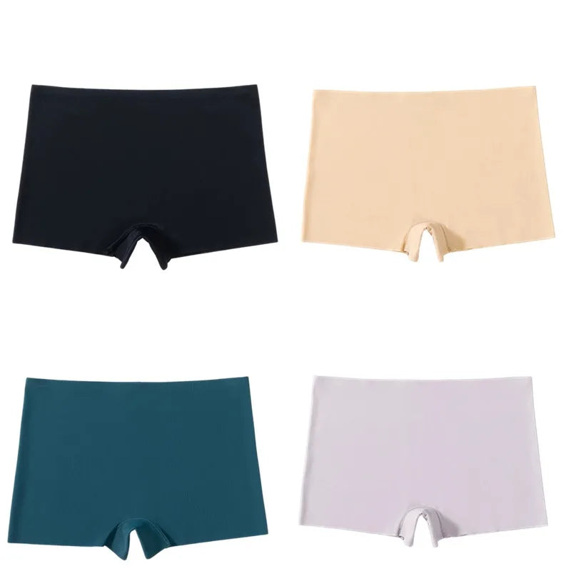 BZEL 4PCS Women's Seamless Panties – Breathable Silk Satin Boyshorts, Comfortable Sports Lingerie Underwear