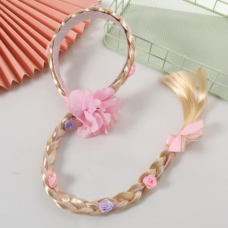 Girls Elsa Cosplay Headband - Snowflake Crown & Braid Hair Accessory, Princess Bow Hair Ornament