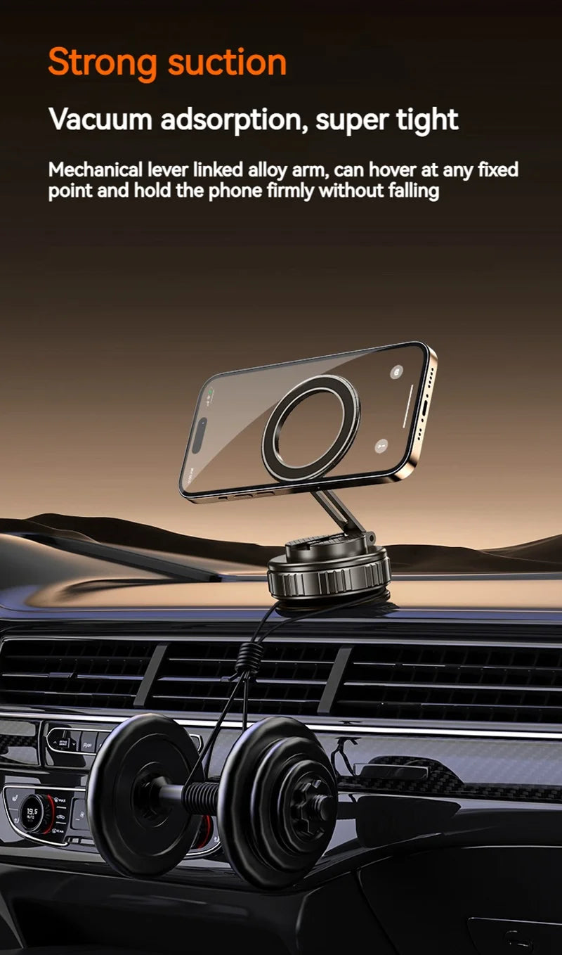 Universal Metal Magnetic Car Phone Holder – Adjustable Vacuum Suction Stand for Mirror, Gym, Bath & Home Use
