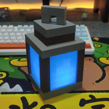 Luminous Pixel Lantern Nightlight – Rechargeable Bedroom Game Light for Kids, Home Decor Atmosphere Ornament