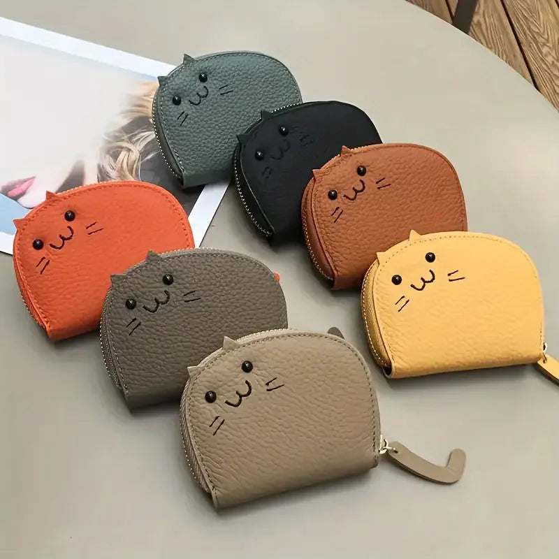 Cartoon Cat Wallet - Cute Faux Leather Multi-Card Coin Purse and ID Holder for Women