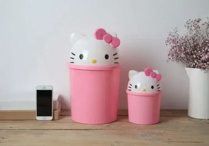 Sanrio Hello Kitty Kawaii Trash Can – Cute Dustbin for Bedroom & Living Room Garbage Disposal
