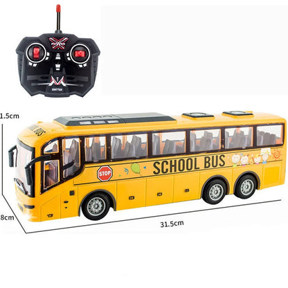 Large RC Electric School Tour Bus with LED Lights – Radio Controlled Toy Car for Boys, Perfect Christmas Gift