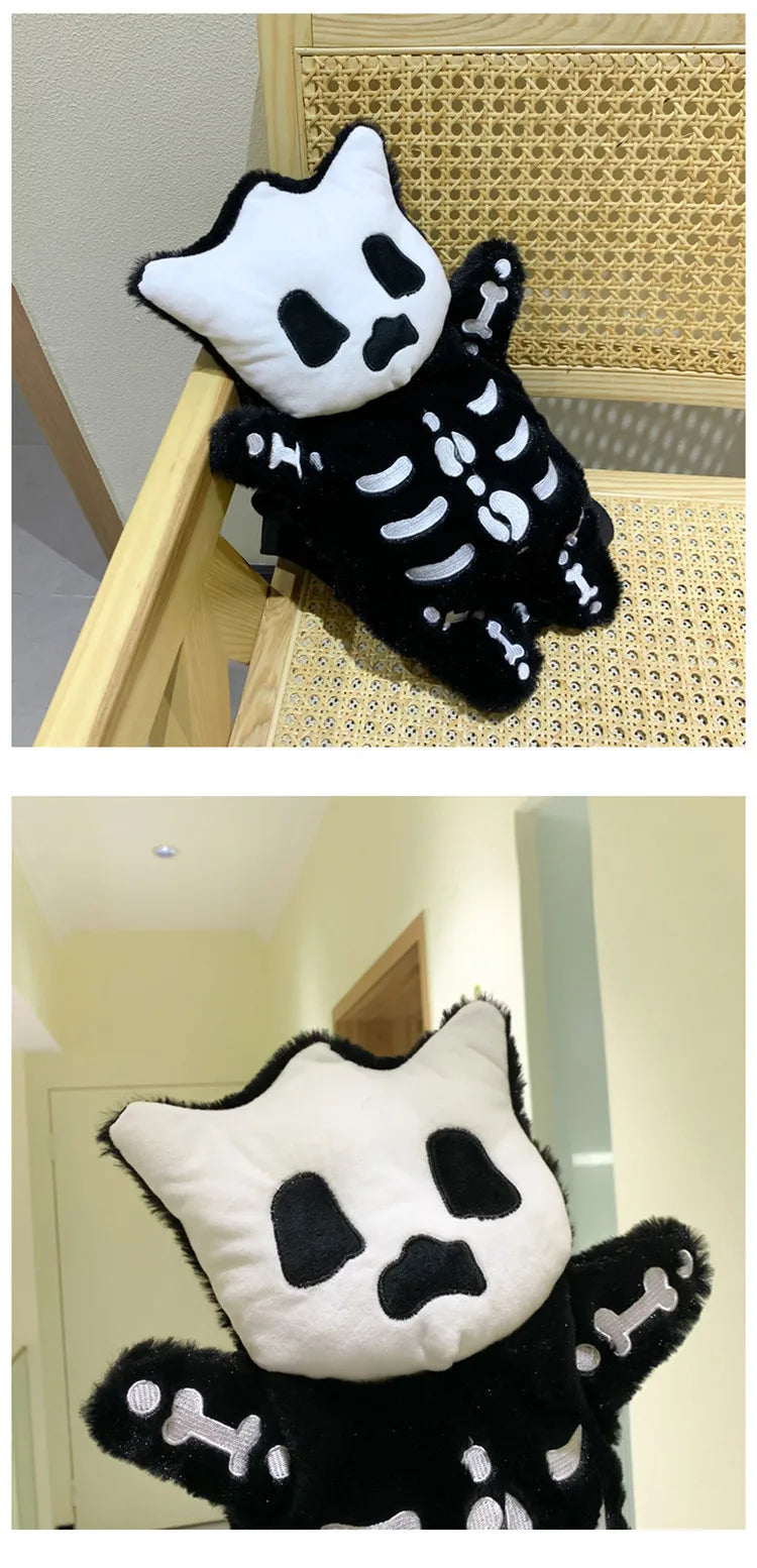 Skull Plush Gothic Backpack – Furry Winter Water Bottle Bag, Skeleton Doll Shape for Women, Birthday Gift