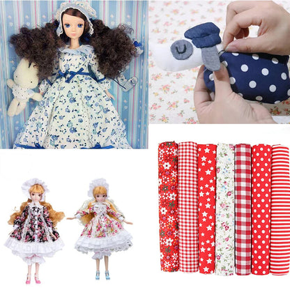 7-Piece 50x50cm Cotton Patchwork Fabric Set – Handmade Sewing Quilting Cloth for Needlework & DIY Crafts