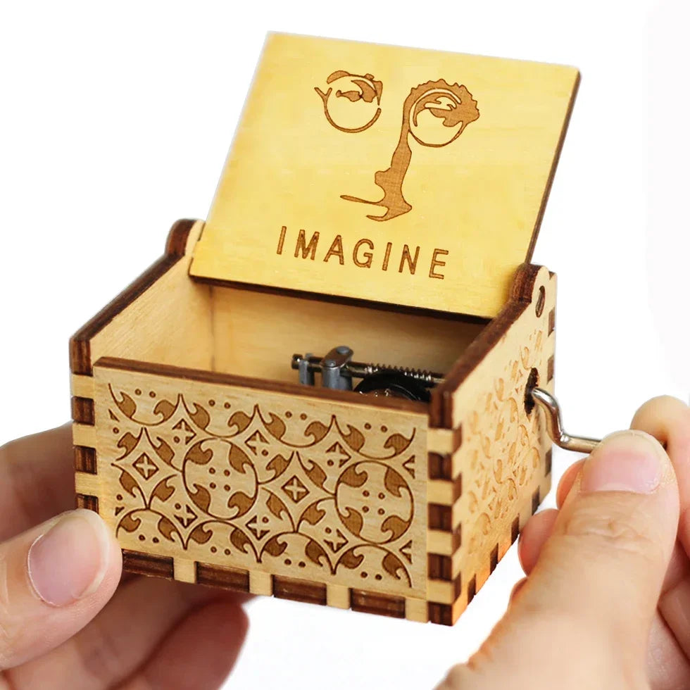 Wooden Hand Crank Jurassic Park Music Box – Classic Theme Melody Gift for Kids & Collectors