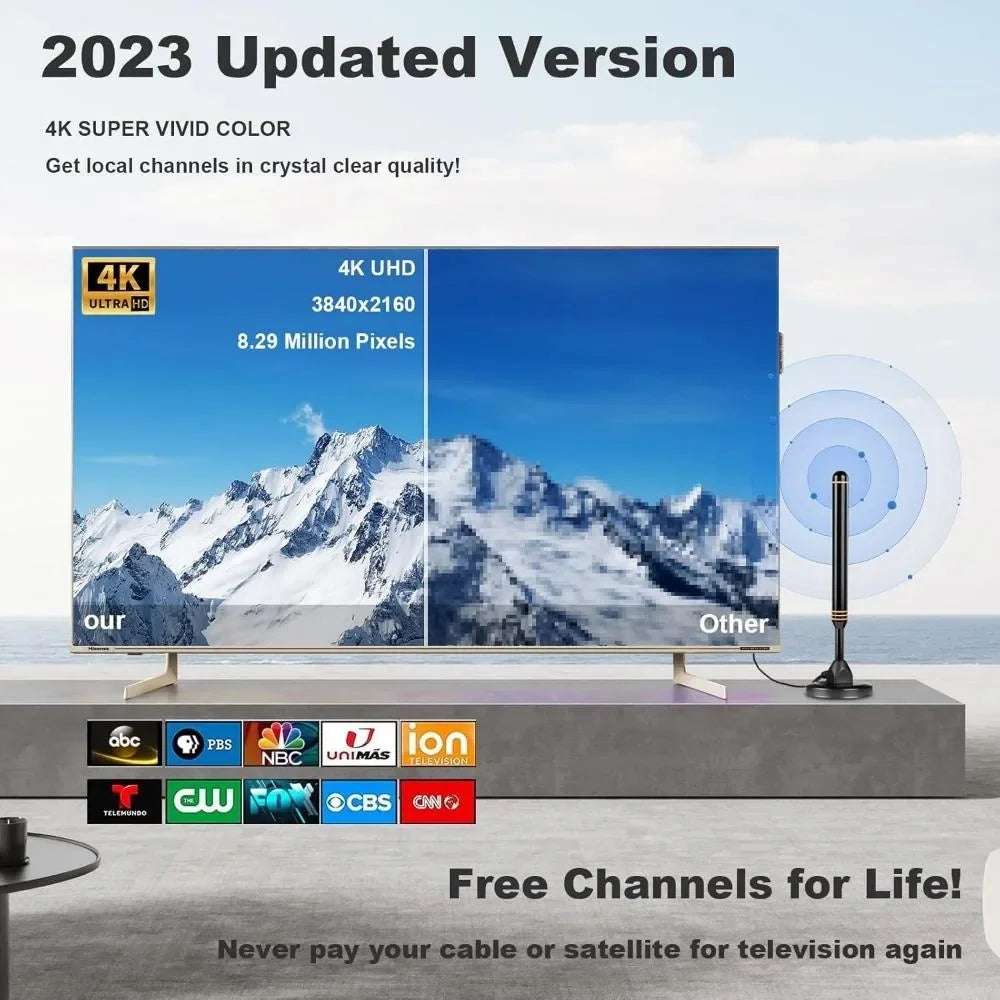 400+ Miles Long Range HD TV Antenna - Indoor & Outdoor Digital Antenna for Smart TV Local Channels