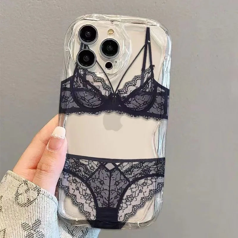Lace Pattern iPhone Case - Transparent Protective Cover for iPhone 11–16 Series