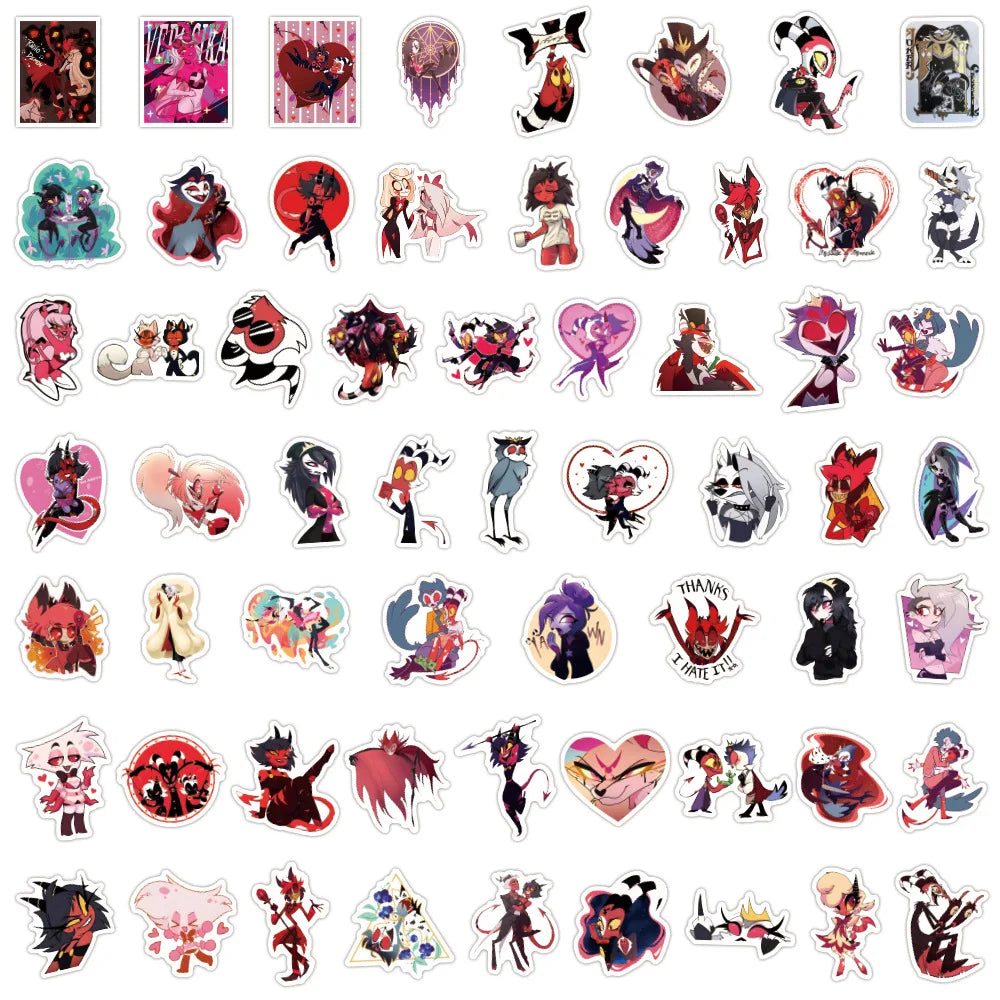 120PCS Helluva Boss Anime Stickers - Cartoon Graffiti Decals for Motorcycles, Luggage, Guitars, Laptops, and Phones