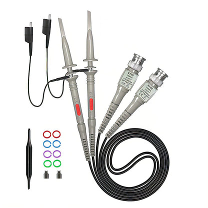 P6100 BNC Oscilloscope Probe Kit - 100MHz 1X/10X High-Precision Test Leads with Alligator Clip
