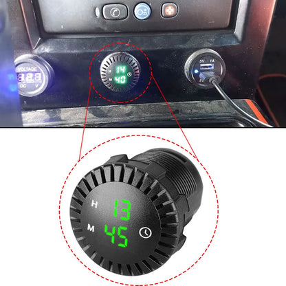 Universal 12V/24V Car Dashboard Digital LED Clock – Touch Screen Electronic Display Watch for Auto Interior Decoration & Accessories