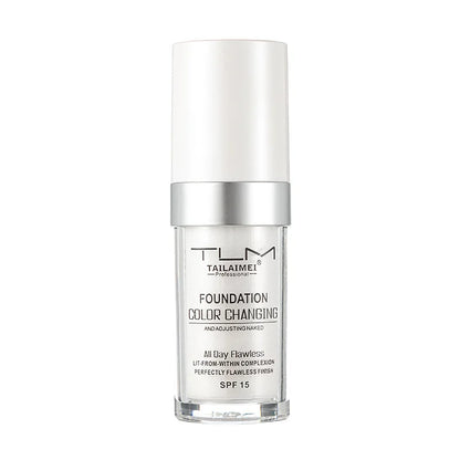 Warm-Change Liquid Foundation with Sunscreen – Waterproof, Long-Lasting Oil-Control Makeup for Easy Application and Portable Use
