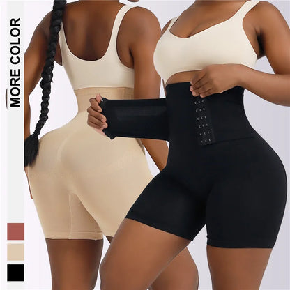 Women's Shapewear Tummy Control Shorts – High-Waisted Body Shaper Fajas with Hook Butt Lifter Slimming Underwear