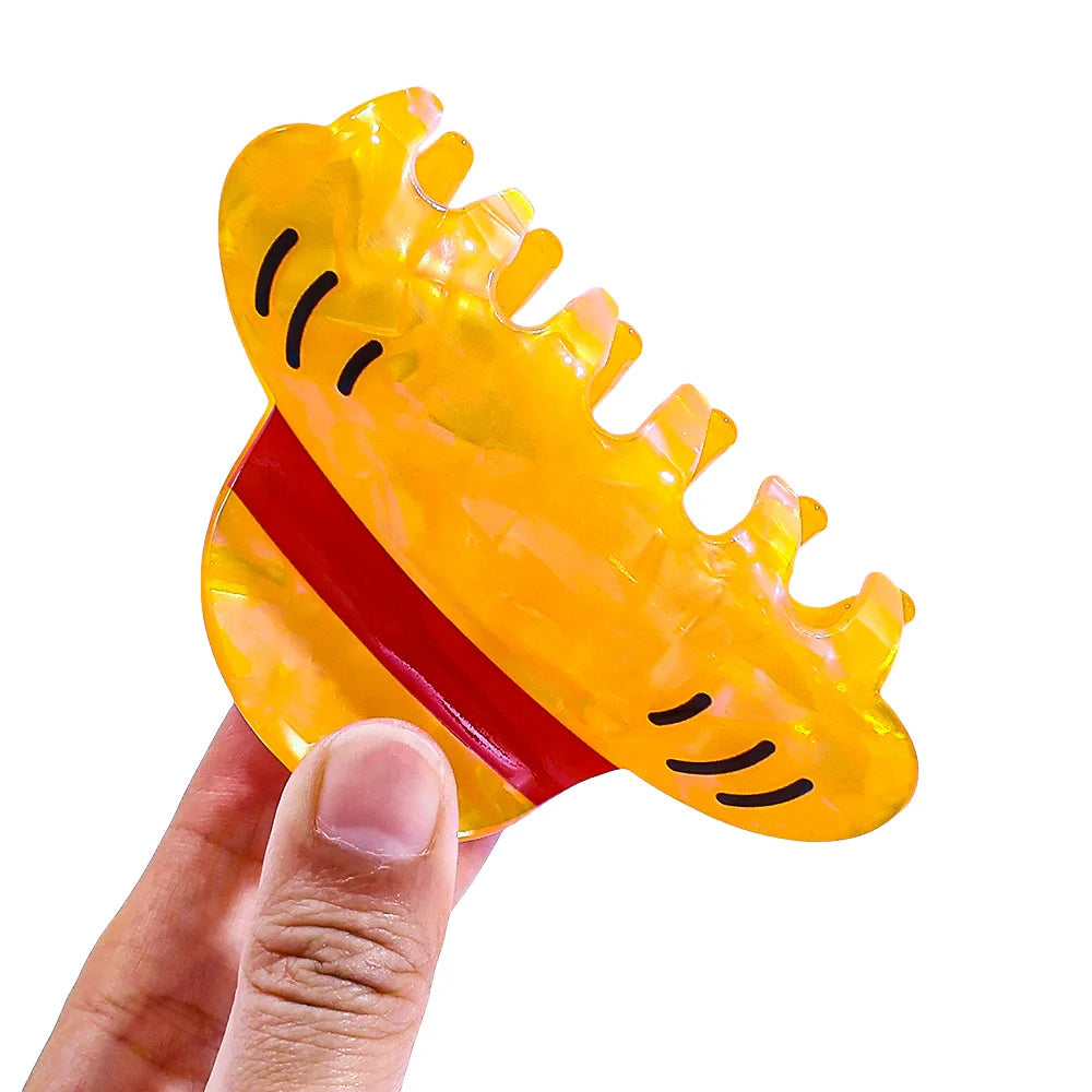 Luffy Straw Hat Hair Clip - Cute Acrylic Anime Hair Claw for Creative Hairstyles and Gifts