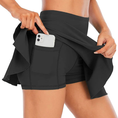 Women’s Cloud Rise High Waist Tennis Skort – Pleated Pocket Sports Skirt for Golf, Running & Gym XS-XXL