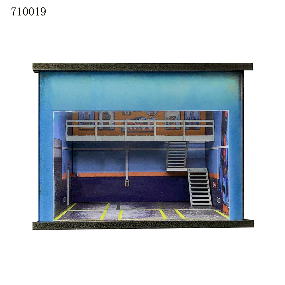 GFans 1:64 Scale Diorama Car Garage Model – LED Lighted Parking Lot DIY City Set for Collection & Display Gifts