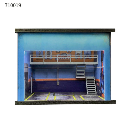 GFans 1:64 Scale Diorama Car Garage Model – LED Lighted Parking Lot DIY City Set for Collection & Display Gifts