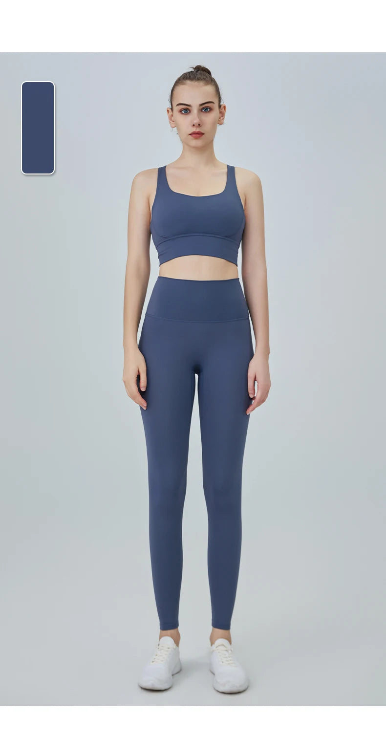 2-Piece Women’s Yoga Tracksuit – Pilates Fitness Set with Push-Up Sports Bra & Leggings for Gym Workout