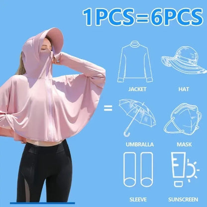 Women’s UPF 50+ Sunscreen Hoodie – Lightweight Ice Silk Long Sleeve UV Protection Jacket for Summer