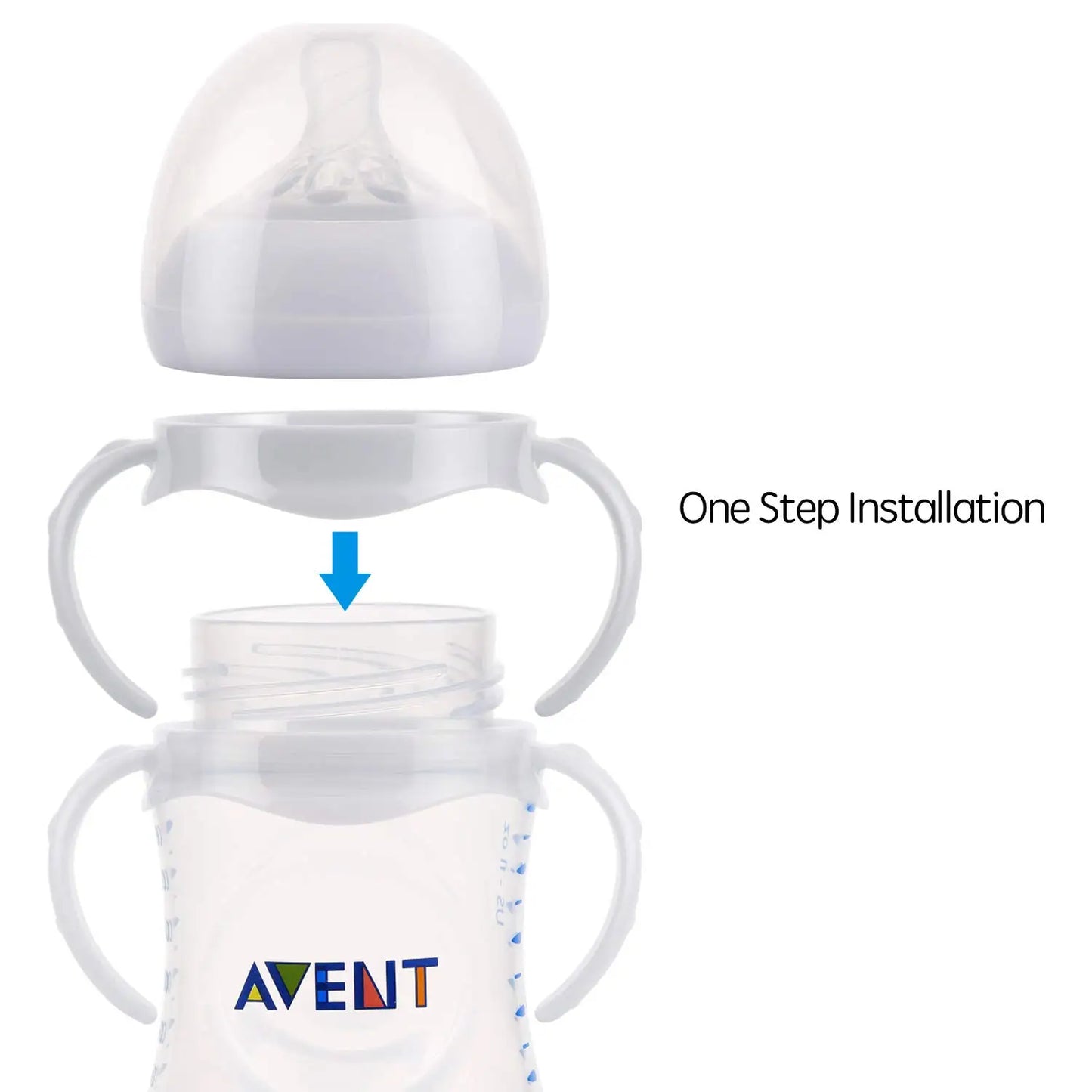 Easy-Grip Baby Bottle Handles - Universal Nursing Bottle Holder for Avent Natural Wide Mouth PP and Glass Feeding Bottles