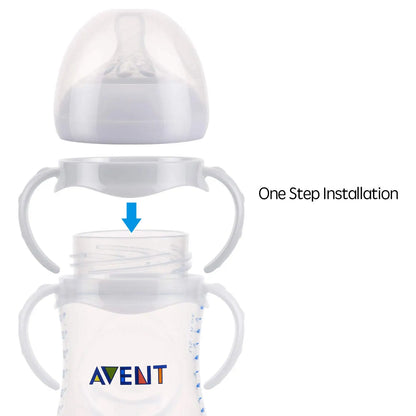 Easy-Grip Baby Bottle Handles - Universal Nursing Bottle Holder for Avent Natural Wide Mouth PP and Glass Feeding Bottles