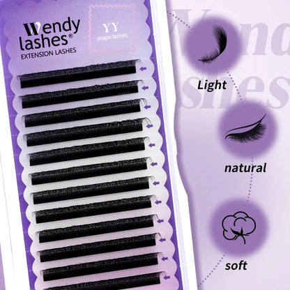 Wendy Lashes YY Shape Eyelash Extensions – Automatic Flowering W-Shape 3D-8D Premade Black Lashes