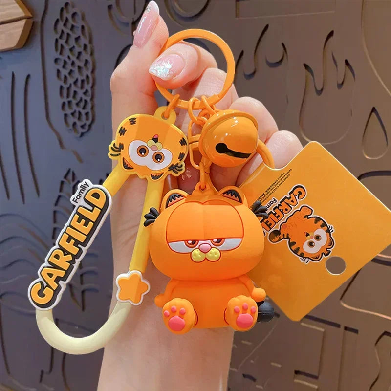 Garfield Kawaii Keychain – Cute Anime PVC Figure for Car, Backpack, and Couple Gifts