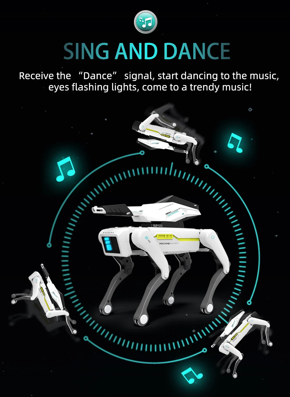 Teeggi Electric RC Intelligent Robot Dog – Multifunctional Bionic Smart Mechanical Dog with Turret, Educational Toy Gift