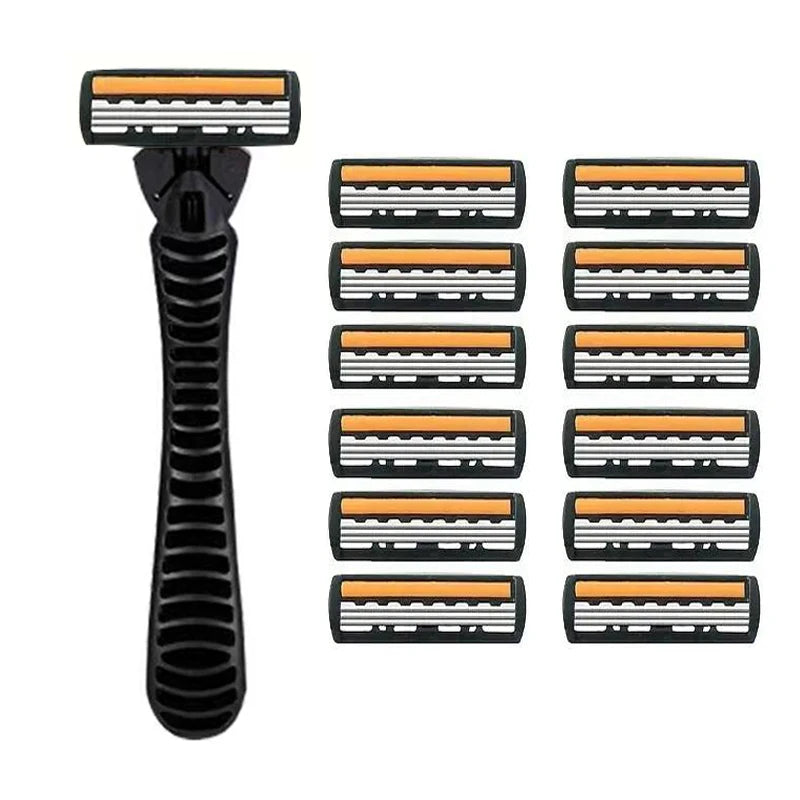 3-Layer Stainless Steel Manual Razor for Men – Washable Travel & Home Shaver for Daily Face Care