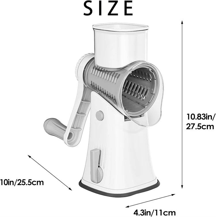 LMETJMA 5-in-1 Rotary Cheese Grater — Vegetable Mandoline, Julienne Slicer & Nut Chopper
