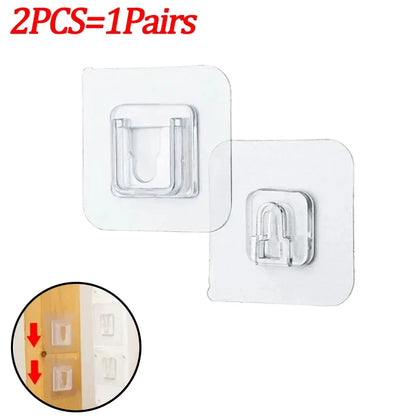 Double-Sided Adhesive Wall Hooks — Strong Transparent Suction Cup Hangers for Kitchen & Bathroom Storage, Plug & Socket Holders