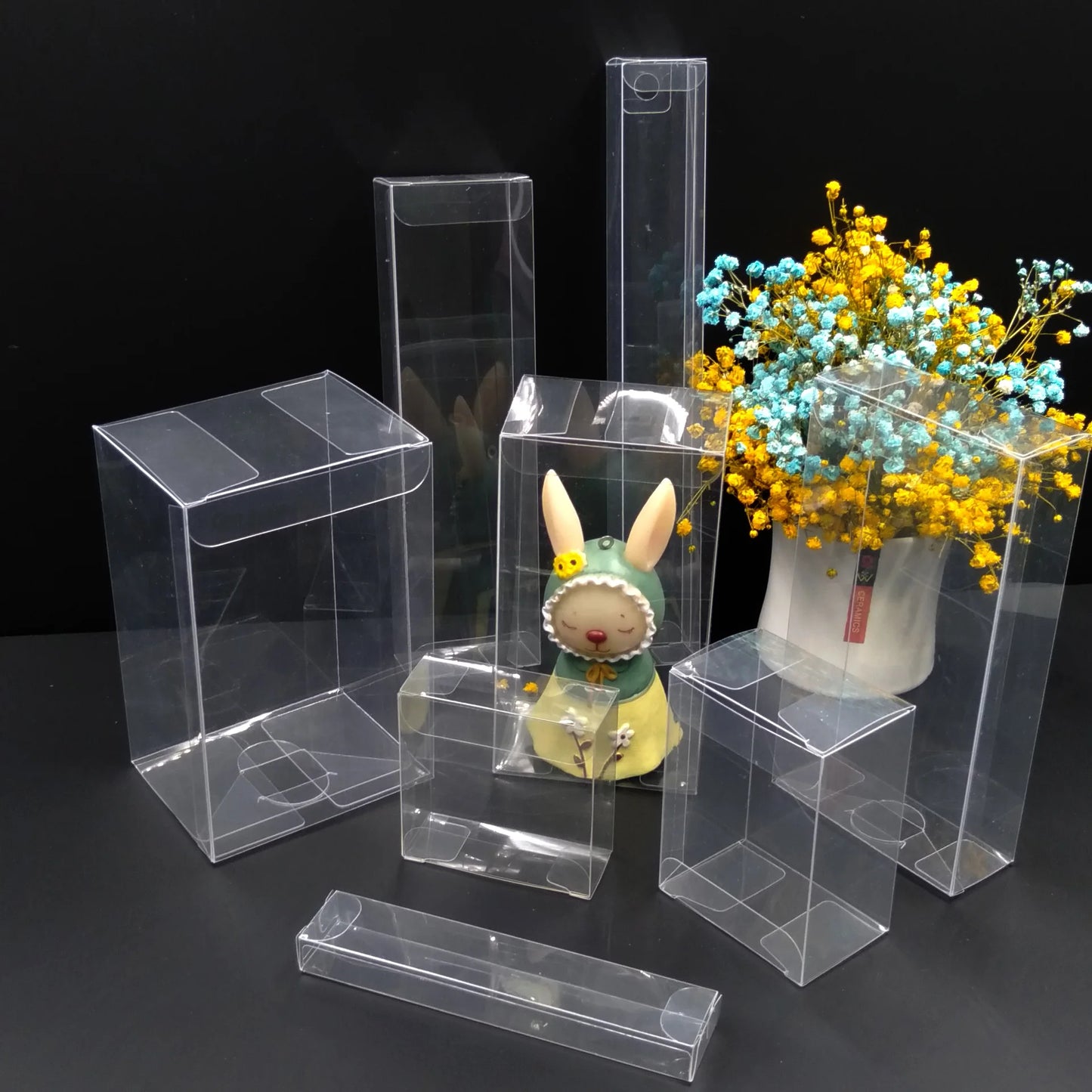 20/50PCS Clear PVC Square Gift Boxes – Multi-Size Transparent Packaging for Chocolate, Jewelry, Toys, Wedding & Party Display