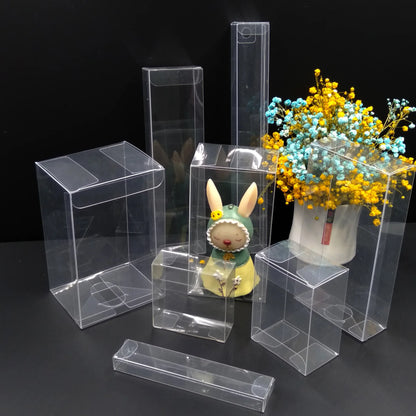20/50PCS Clear PVC Square Gift Boxes – Multi-Size Transparent Packaging for Chocolate, Jewelry, Toys, Wedding & Party Display
