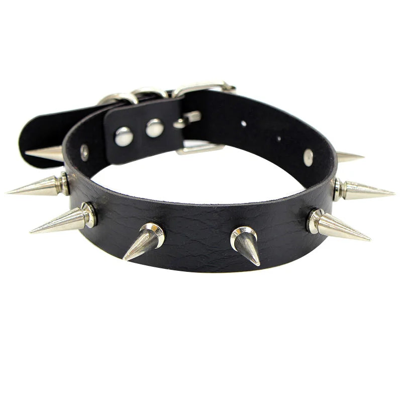 Harajuku Punk Rock Gothic Choker Necklace – PU Leather Heart Lock, Key, Spike Collar, Cosplay Accessories for Women