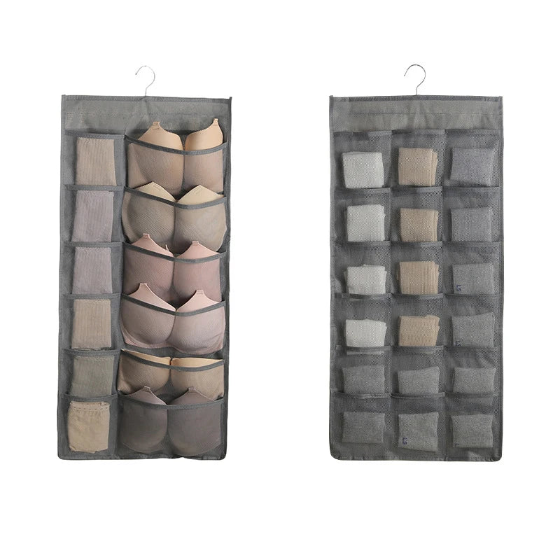 Double-Sided Hanging Underwear Storage Bag — Foldable Organizer for Socks and Underpants, Dormitory and Home Wardrobe