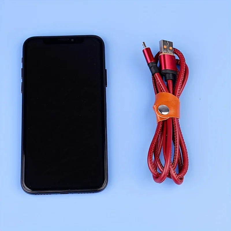 10PCS Faux Leather Cable Ties – Organizer Straps for Data Cables & Earphones, No Battery Required
