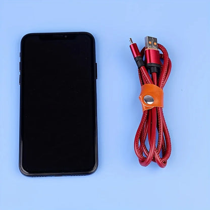 10PCS Faux Leather Cable Ties – Organizer Straps for Data Cables & Earphones, No Battery Required